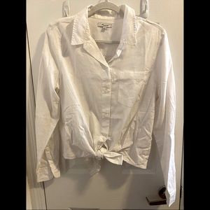 Madewell tie front white button down size L
